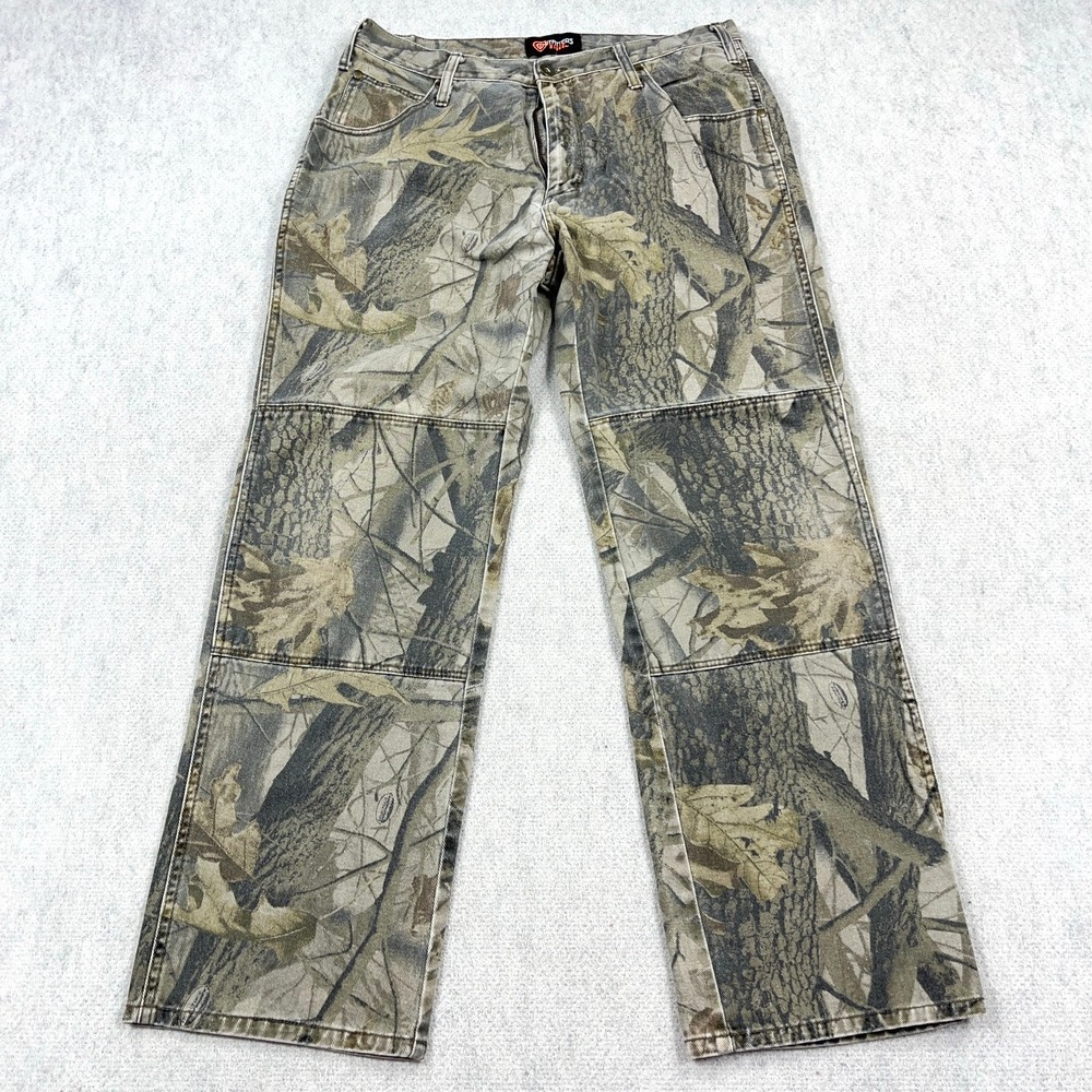 Vintage Realtree Camo Jeans Men 32x29 Baggy Y2K Double Knee Faded Denim Hardwood